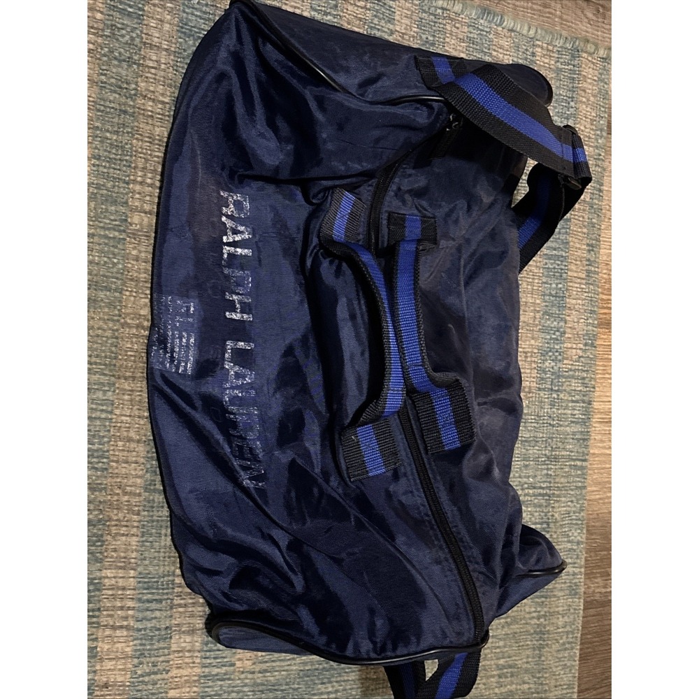 Polo Sport Ralph Lauren Duffle Bag Gym Flag Vintage 90s Blue Faded 17in